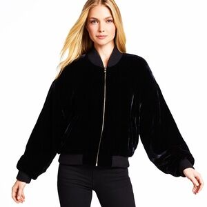 Vintage DKNY Black Velvet Bomber Jacket 90s
